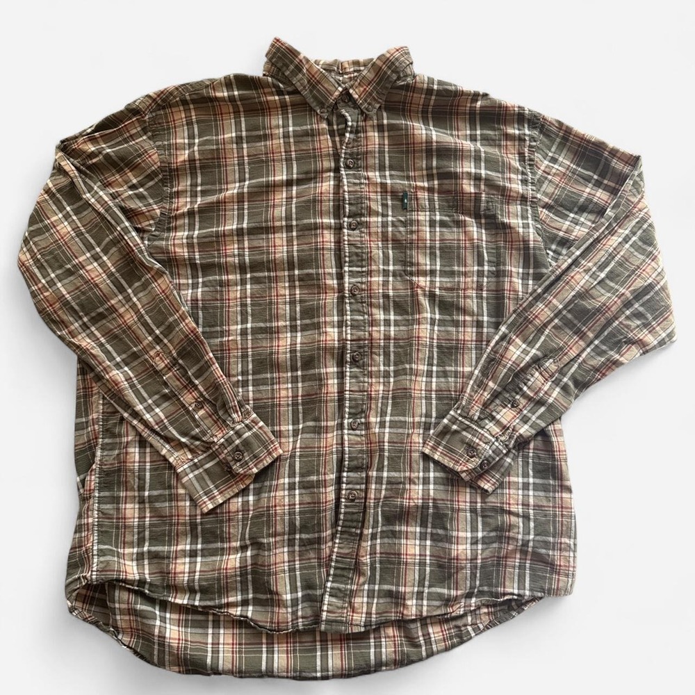 G.H. Bass & Co. brown & cream plaid button-down shirt, size XXL